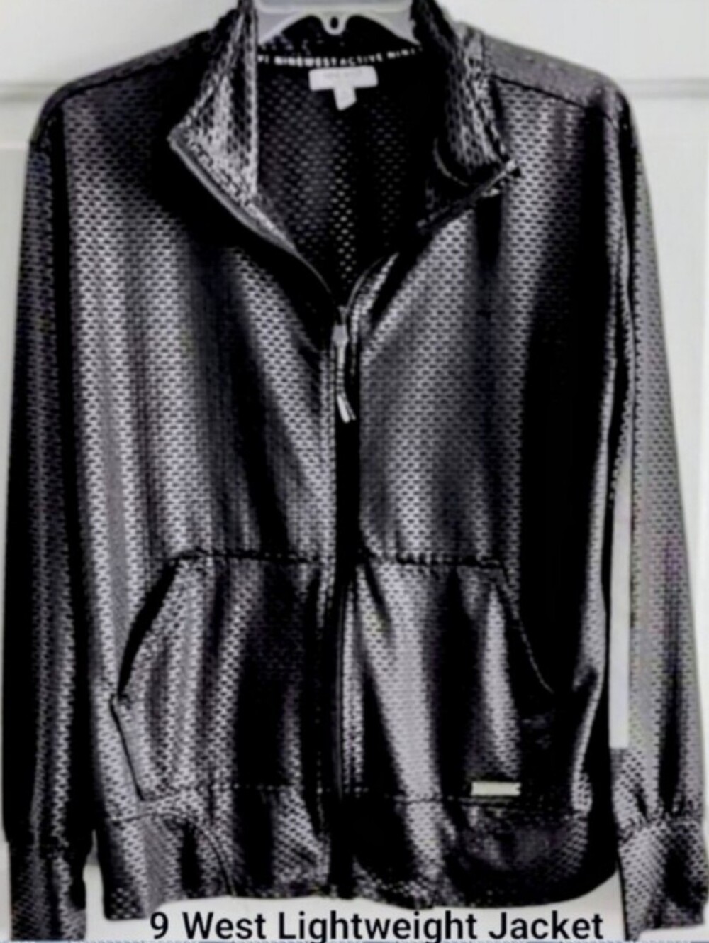 Nine West Active Black Perforated Zip Jacket
